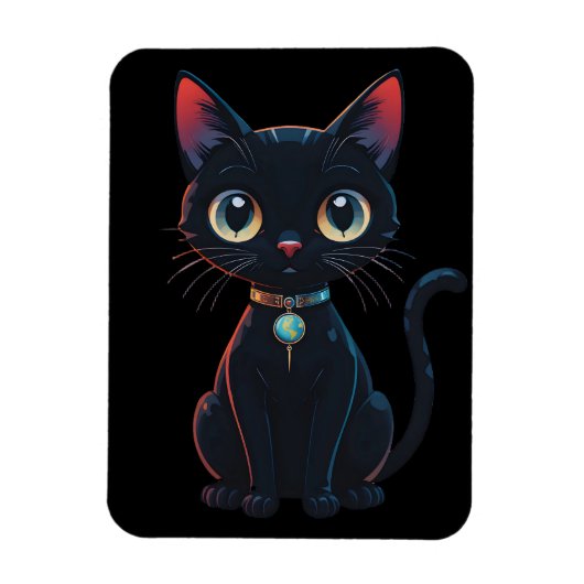 Magnet Flexible Petit Chat Noir Effrayant (Vertical)
