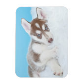 Magnet Flexible Petit Chiot Husky allongé sur une couverture (Vertical)