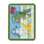 MAGNET FLEXIBLE PETIT DRAGON MELTING & SHOVELING NEIGE, FUNNY CUTE (Vertical)