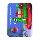 Magnet Flexible Petit Elfe de Noël debout sur les cadeaux (Vertical)