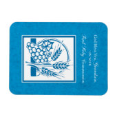 Magnet Flexible Petit-fils Première communion Bleu, Blé, Raisins (Horizontal)