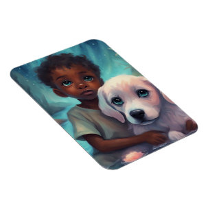 Magnet Flexible Petit garçon et chiot