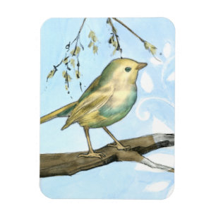 Magnet Flexible Petit oiseau jaune perché sur une branche Recherch
