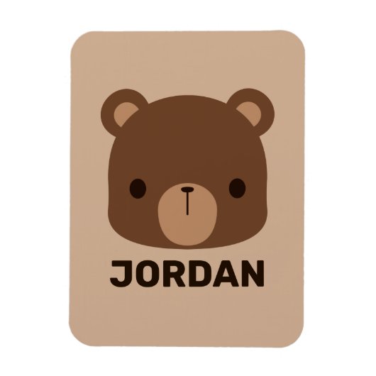 Magnet Flexible Petit ours Brown mignon avec nom personnalisé (Vertical)