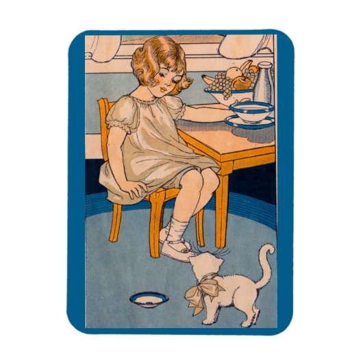 Magnet Flexible Petite fille des années 1920 et son petit chat bla (Vertical)