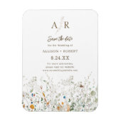 Magnet Flexible Petite Fleur sauvage Monogramme Enregistrer la dat (Vertical)