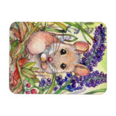 Magnet Flexible Petite souris et fleurs violettes (Horizontal)
