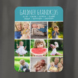 Magnet Flexible Petits-enfants personnalisés Noms Instagram 9 Phot<br><div class="desc">Magnets photo imprimés personnalisés personnalisés avec vos photos de famille et texte. Ajoutez les noms de vos petits-enfants ou d'autres textes personnalisés avec de l'espace pour 9 photos Instagram carrés. Utilisez les outils de conception pour choisir n'importe quelle couleur arrière - plan, ajouter plus de photos et modifier les polices...</div>