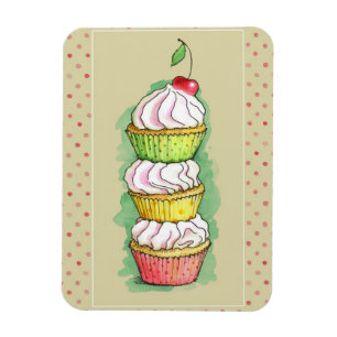 Magnet Flexible Petits gâteaux d'aquarelle. Illustration de