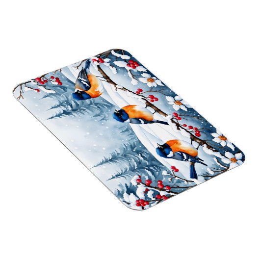 Magnet Flexible Petits Songbirds dans un paysage enneigé Noël (Côté Droit)