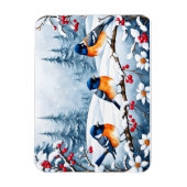 Magnet Flexible Petits Songbirds dans un paysage enneigé Noël (Vertical)