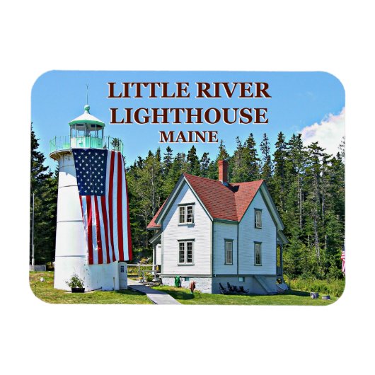 Magnet Flexible Phare de Little River, Aimant photo Cutler Maine (Horizontal)