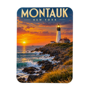 Magnet Flexible Phare de Montauk Point au coucher du soleil New Yo
