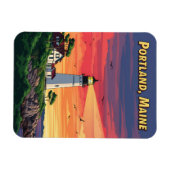 Magnet Flexible Phare de Portland Maine au coucher du soleil (Horizontal)