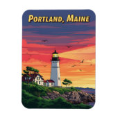 Magnet Flexible Phare de Portland Maine au coucher du soleil (Vertical)
