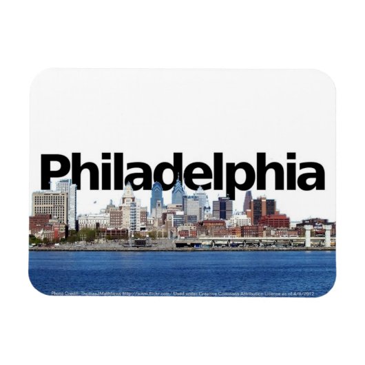 Magnet Flexible Philadelphie PA Skyline avec Philadelphie dans le  (Horizontal)