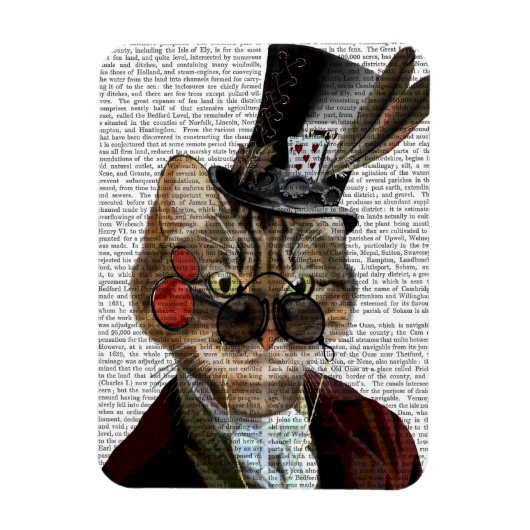 Magnet Flexible Phileas Feline Steampunk Chat et chapeau supérieur (Vertical)