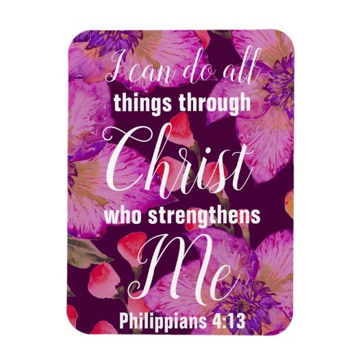 Magnet Flexible Philippiens 4:13 Bible Verse Floral (Vertical)