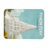 Magnet Flexible Phnom Penh Cambodge Illustration Voyage Art Retro (Horizontal)