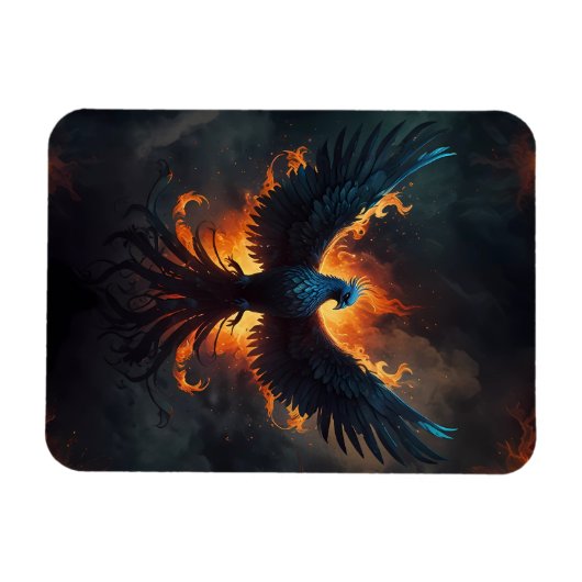 Magnet Flexible Phoenix Bird Rising avec flammes (Horizontal)