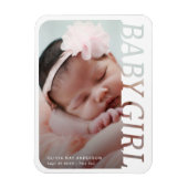 Magnet Flexible Photo 2 Merci Bébé Fille Typographie Moderne (Vertical)