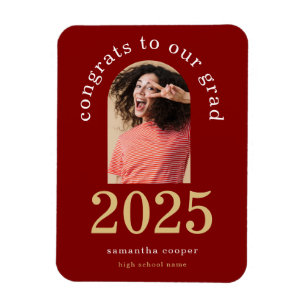 Magnet Flexible Photo Arc moderne 2024 Grad Maroon Faire-part