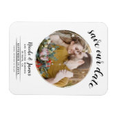 Magnet Flexible Photo blanche moderne ronde Enregistrer la date (Horizontal)