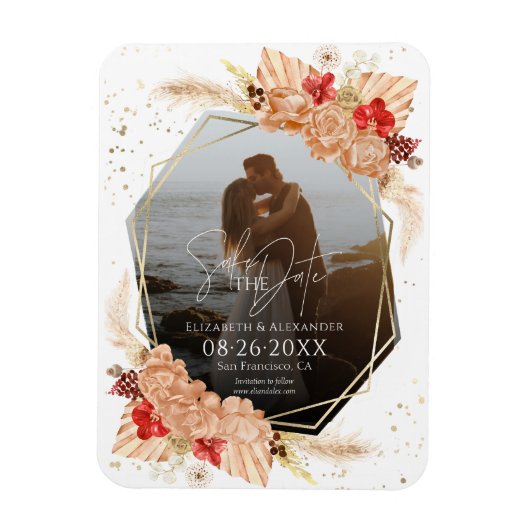 Magnet Flexible Photo Boho | Mariage en terre cuite Enregistrer la (Vertical)