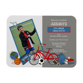 Magnet Flexible Photo Boy Élémentaire Graduation Party Invitation