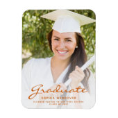 Magnet Flexible Photo Burnt Orange Script Grad Faire-part 2025 (Vertical)