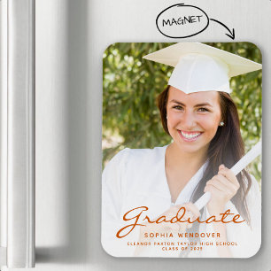 Magnet Flexible Photo Burnt Orange Script Grad Faire-part 2025