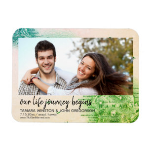 Magnet Flexible Photo Carte de Hawaii Destination Wedding Date de