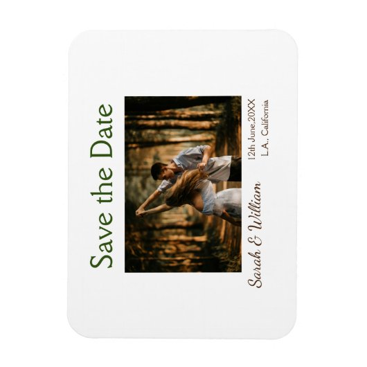 Magnet Flexible Photo classique blanc élégant typographie mariage  (Vertical)