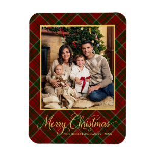 Magnet Flexible Photo classique de Noël à carreaux rouges