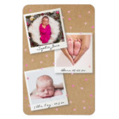 Magnet Flexible Photo Collage Bébé Fille Naissance Statistiques Fa (Vertical)