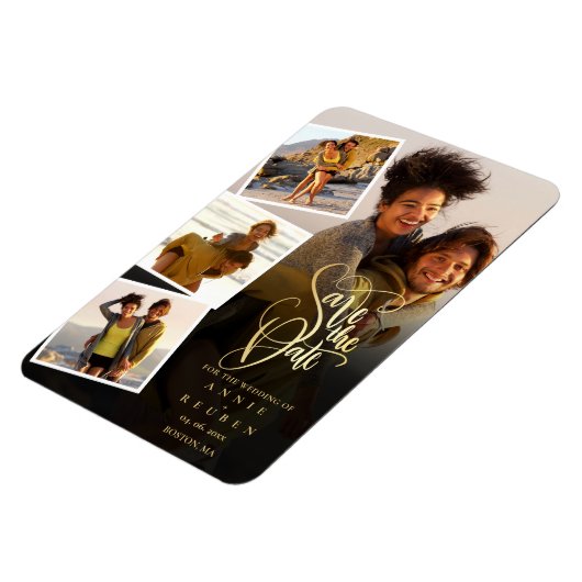 Magnet Flexible Photo Collage Mariage Enregistrer La Date (Côté Gauche)