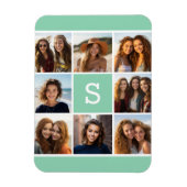 Magnet Flexible Photo Collage personnalisé Monogramme Mention vert (Vertical)