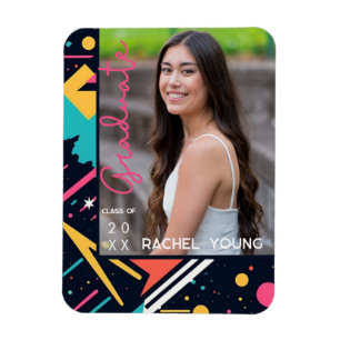 Magnet Flexible Photo colorée Retro Navy des années 80 et Pink Gra