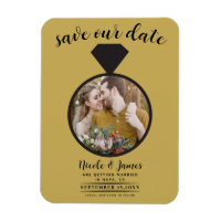 Photo de bague de mariage en or Save the Date