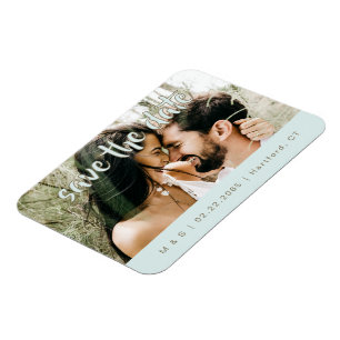 Magnet Flexible Photo de couple Turquoise Save the Date