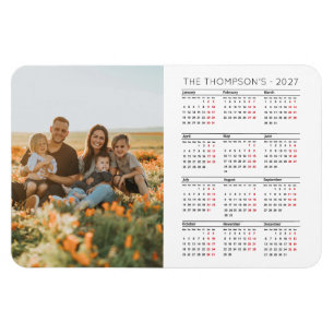 Magnet Flexible Photo de famille Calendrier 2027 12 Mois Monogramm