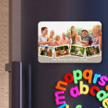 Magnet Flexible Photo de famille Collage Zigzag Photo Strip Beige<br><div class="desc">Créez votre propre collage photo pour cet aimant flexible avec quelques-unes de vos photos de famille préférées. Le modèle est configuré pour vous permettre d'ajouter cinq photos et votre texte personnalisé. L'exemple de texte dit "Notre réunion de famille 20xx" que vous pouvez bien sûr modifier ou supprimer comme vous le...</div>