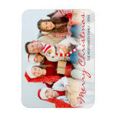 Magnet Flexible Photo de famille de Noël Monogramme rouge Minimali (Vertical)