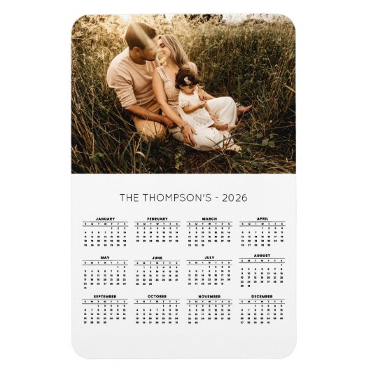 Magnet Flexible Photo de famille moderne 2026 Calendrier 12 mois (Vertical)