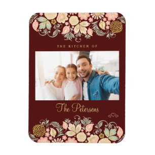 Magnet Flexible Photo de famille personnalisé et texte bordeaux bl