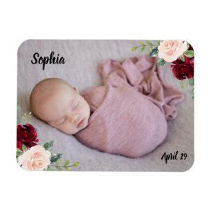 Magnet Flexible Photo de fleurs rose bébé fille magnifique