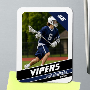 Magnet Flexible Photo de joueur de crosse bleu blanc vigoureux