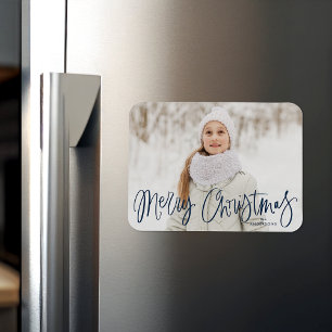 Magnet Flexible Photo de Joyeux Noël à l'écriture Navy Fantaisiste