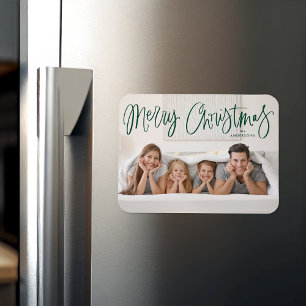 Magnet Flexible Photo de Joyeux Noël en écriture verte fantaisiste