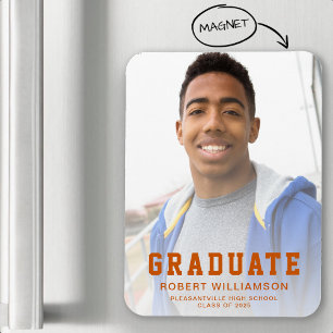 Magnet Flexible Photo de la promotion 2025, diplômé en orange brûl